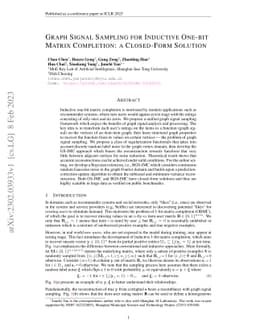 Graph Signal Sampling for Inductive One-Bit Matrix Completion: a
  Closed-form Solution