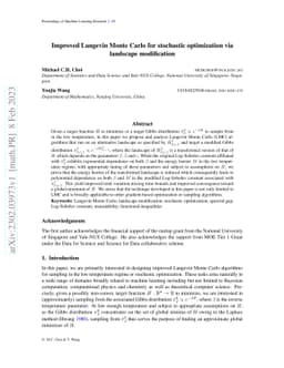 Improved Langevin Monte Carlo for stochastic optimization via landscape
  modification