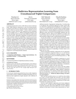 Multiview Representation Learning from Crowdsourced Triplet Comparisons