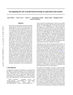 Investigating the role of model-based learning in exploration and
  transfer