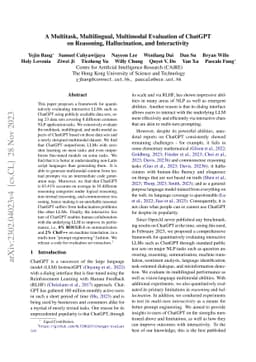 A Multitask, Multilingual, Multimodal Evaluation of ChatGPT on
  Reasoning, Hallucination, and Interactivity