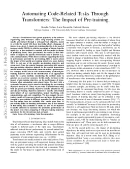 Automating Code-Related Tasks Through Transformers: The Impact of
  Pre-training