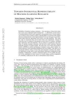 Towards Inferential Reproducibility of Machine Learning Research