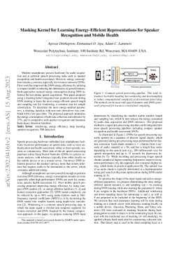 Masking Kernel for Learning Energy-Efficient Representations for Speaker
  Recognition and Mobile Health