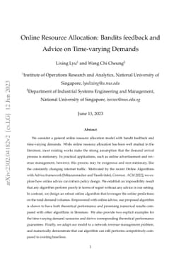 Online Resource Allocation: Bandits feedback and Advice on Time-varying
  Demands