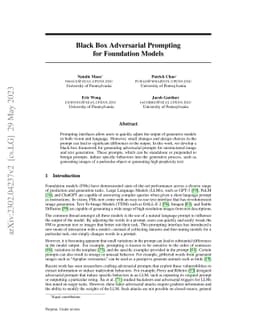 Black Box Adversarial Prompting for Foundation Models