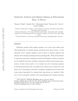 Sentiment analysis and opinion mining on educational data: A survey