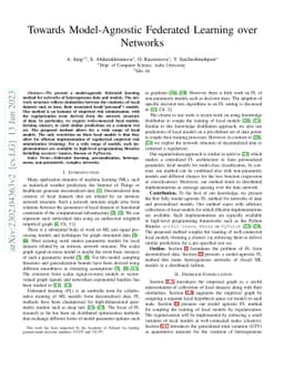Towards Model-Agnostic Federated Learning over Networks