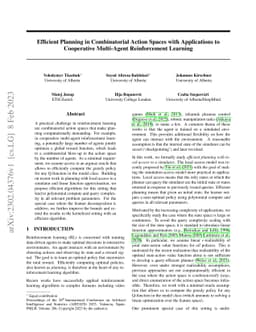 Efficient Planning in Combinatorial Action Spaces with Applications to
  Cooperative Multi-Agent Reinforcement Learning