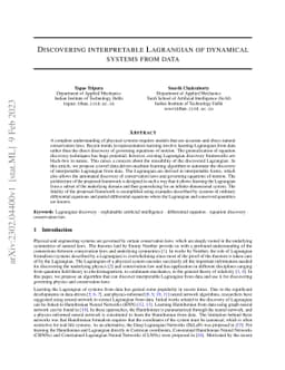 Discovering interpretable Lagrangian of dynamical systems from data