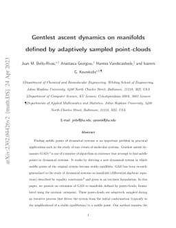 Gentlest ascent dynamics on manifolds defined by adaptively sampled
  point-clouds