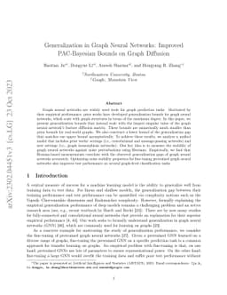 Generalization in Graph Neural Networks: Improved PAC-Bayesian Bounds on
  Graph Diffusion