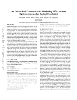 An End-to-End Framework for Marketing Effectiveness Optimization under
  Budget Constraint