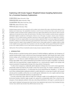 Explaining with Greater Support: Weighted Column Sampling Optimization
  for q-Consistent Summary-Explanations