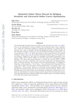 Optimistic Online Mirror Descent for Bridging Stochastic and Adversarial
  Online Convex Optimization