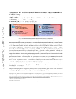 Computers as Bad Social Actors: Dark Patterns and Anti-Patterns in
  Interfaces that Act Socially