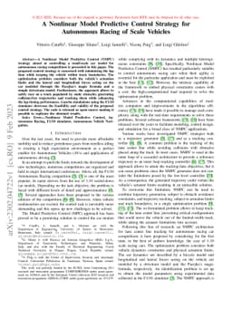 A Nonlinear Model Predictive Control Strategy for Autonomous Racing of
  Scale Vehicles