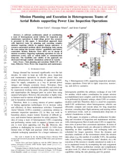Mission Planning and Execution in Heterogeneous Teams of Aerial Robots
  supporting Power Line Inspection Operations