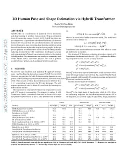 3D Human Pose and Shape Estimation via HybrIK-Transformer