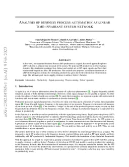 Analysis of business process automation as linear time-invariant system
  network