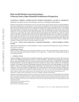 Real-world Machine Learning Systems: A survey from a Data-Oriented
  Architecture Perspective