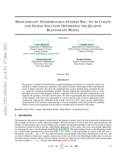 High-fidelity Interpretable Inverse Rig: An Accurate and Sparse Solution
  Optimizing the Quartic Blendshape Model