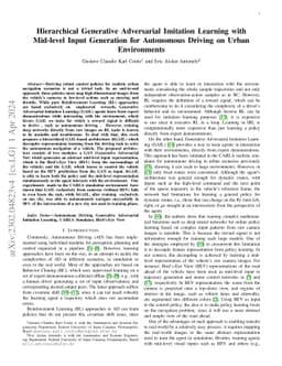 Hierarchical Generative Adversarial Imitation Learning with Mid-level
  Input Generation for Autonomous Driving on Urban Environments