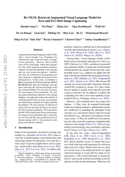 Re-ViLM: Retrieval-Augmented Visual Language Model for Zero and Few-Shot
  Image Captioning
