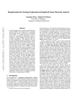 Regularization for Strategy Exploration in Empirical Game-Theoretic
  Analysis