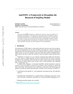 AutoNMT: A Framework to Streamline the Research of Seq2Seq Models