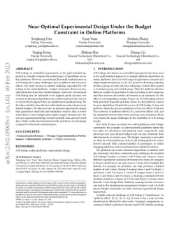 Near-Optimal Experimental Design Under the Budget Constraint in Online
  Platforms