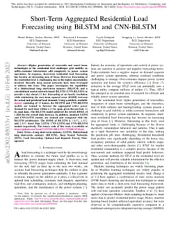 Short-Term Aggregated Residential Load Forecasting using BiLSTM and
  CNN-BiLSTM