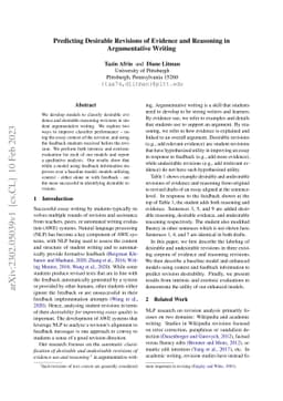 Predicting Desirable Revisions of Evidence and Reasoning in
  Argumentative Writing