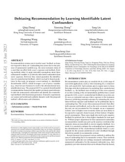 Debiasing Recommendation by Learning Identifiable Latent Confounders