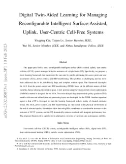 Digital Twin-Aided Learning for Managing Reconfigurable Intelligent
  Surface-Assisted, Uplink, User-Centric Cell-Free Systems