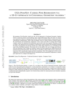 CGA-PoseNet: Camera Pose Regression via a 1D-Up Approach to Conformal
  Geometric Algebra