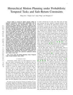 Hierarchical Motion Planning under Probabilistic Temporal Tasks and
  Safe-Return Constraints