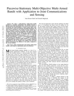 Piecewise-Stationary Multi-Objective Multi-Armed Bandit with Application
  to Joint Communications and Sensing