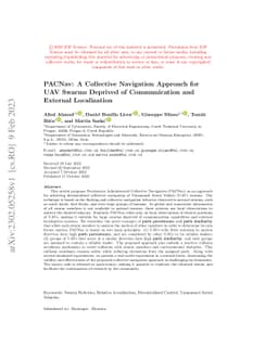 PACNav: A collective navigation approach for UAV swarms deprived of
  communication and external localization