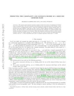 Predicting the cardinality and maximum degree of a reduced Gröbner
  basis