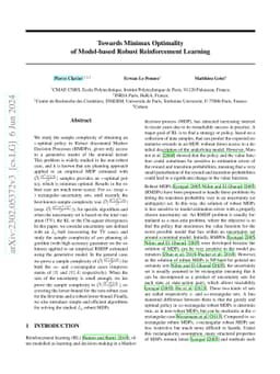 Towards Minimax Optimality of Model-based Robust Reinforcement Learning