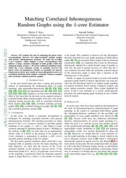 Matching Correlated Inhomogeneous Random Graphs using the $k$-core
  Estimator