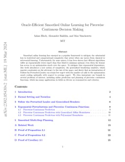 Oracle-Efficient Smoothed Online Learning for Piecewise Continuous
  Decision Making
