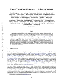 Scaling Vision Transformers to 22 Billion Parameters