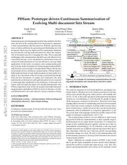PDSum: Prototype-driven Continuous Summarization of Evolving
  Multi-document Sets Stream