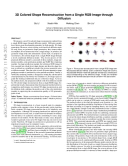 3D Colored Shape Reconstruction from a Single RGB Image through
  Diffusion