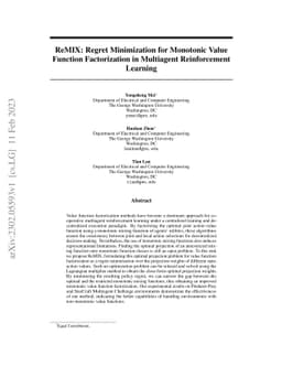 ReMIX: Regret Minimization for Monotonic Value Function Factorization in
  Multiagent Reinforcement Learning