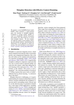 Metaphor Detection with Effective Context Denoising