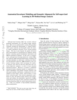 Anatomical Invariance Modeling and Semantic Alignment for
  Self-supervised Learning in 3D Medical Image Analysis