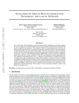 Evaluation of Virtual Reality Interaction Techniques: the case of 3D
  Graph